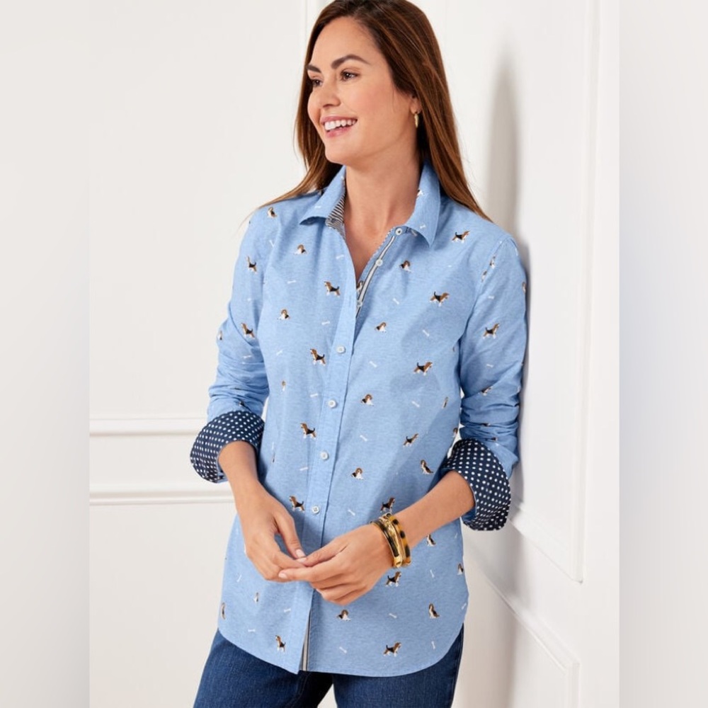 Talbots Modern Classic Beagle Print Shirt